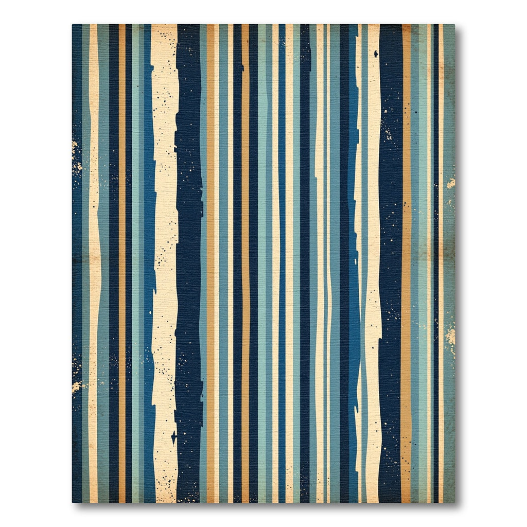 Vintage Blue Cream Stripe Texture Rug