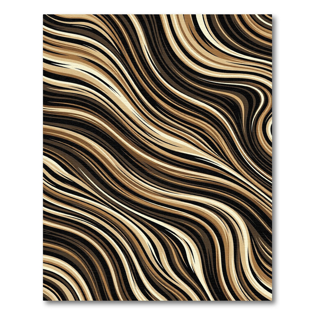 Earthy Wavy Brown Fluid Stripe Rug