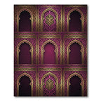 Ornate Plum Golden Arch Filigree Rug