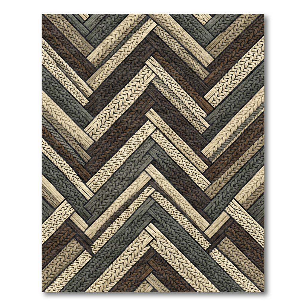 Neutral Herringbone Cable Knit Texture Rug