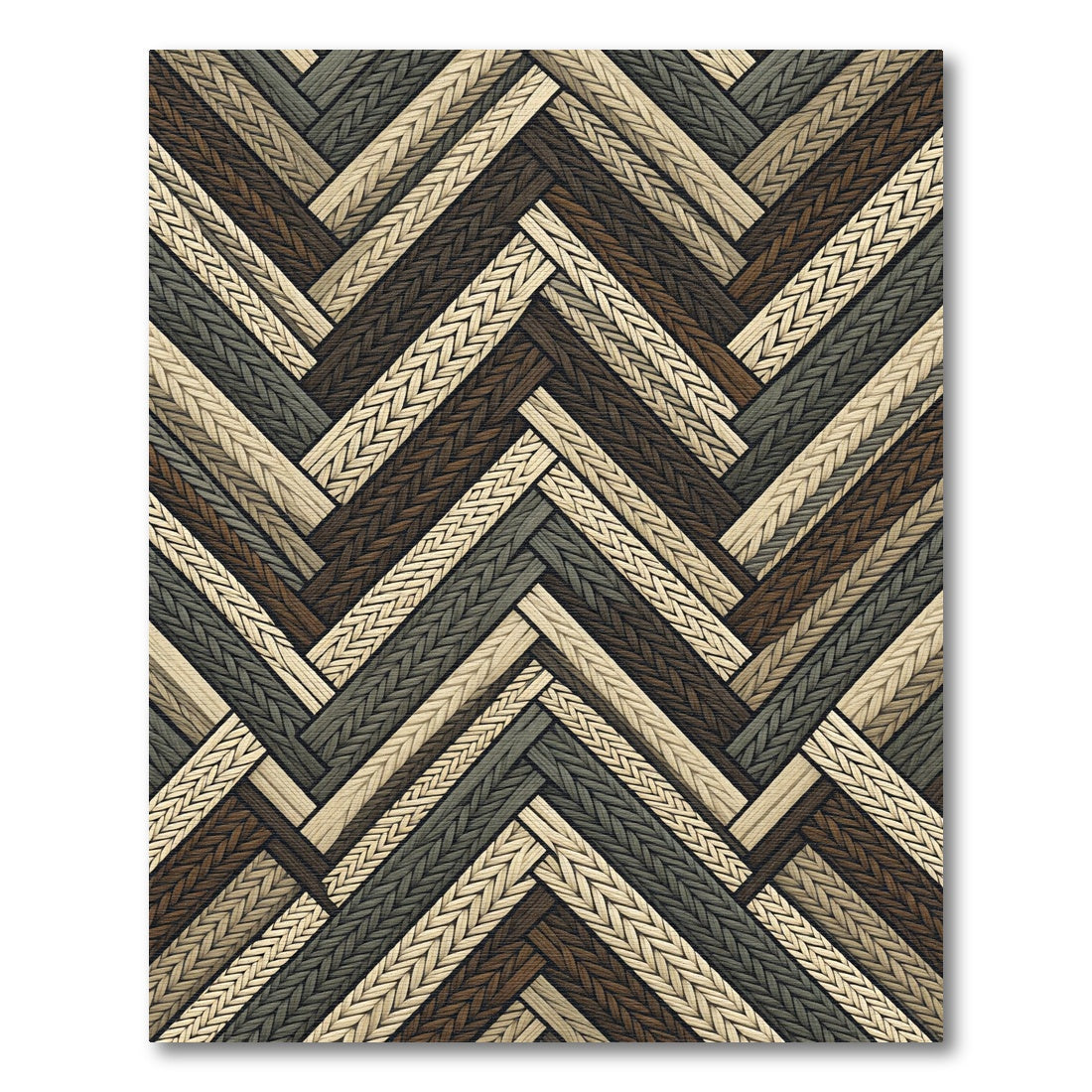 Neutral Herringbone Cable Knit Texture Rug