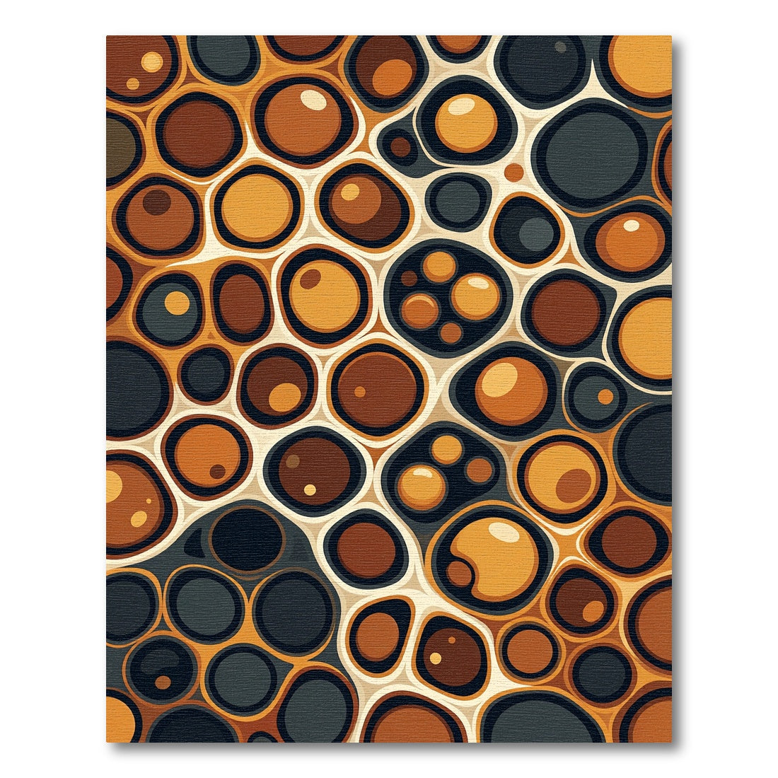 Abstract Amber Honeycomb Organic Spheres Rug
