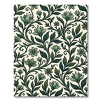 Elegant Forest Green Botanical Scroll Rug