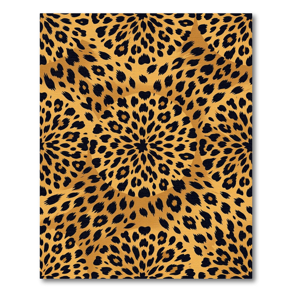 Gold Black Leopard Burst Medallion Rug