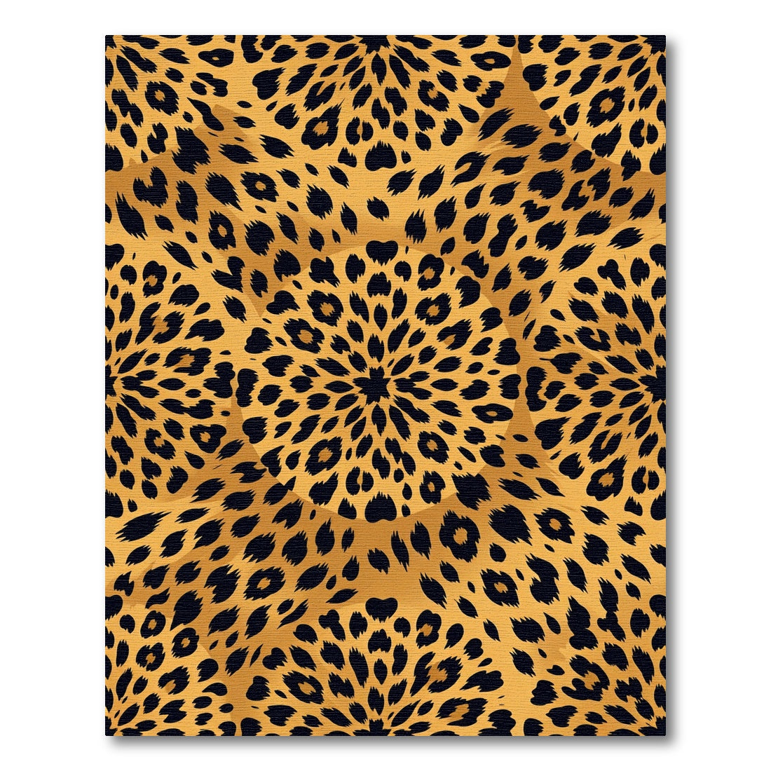 Gold Black Leopard Burst Medallion Rug