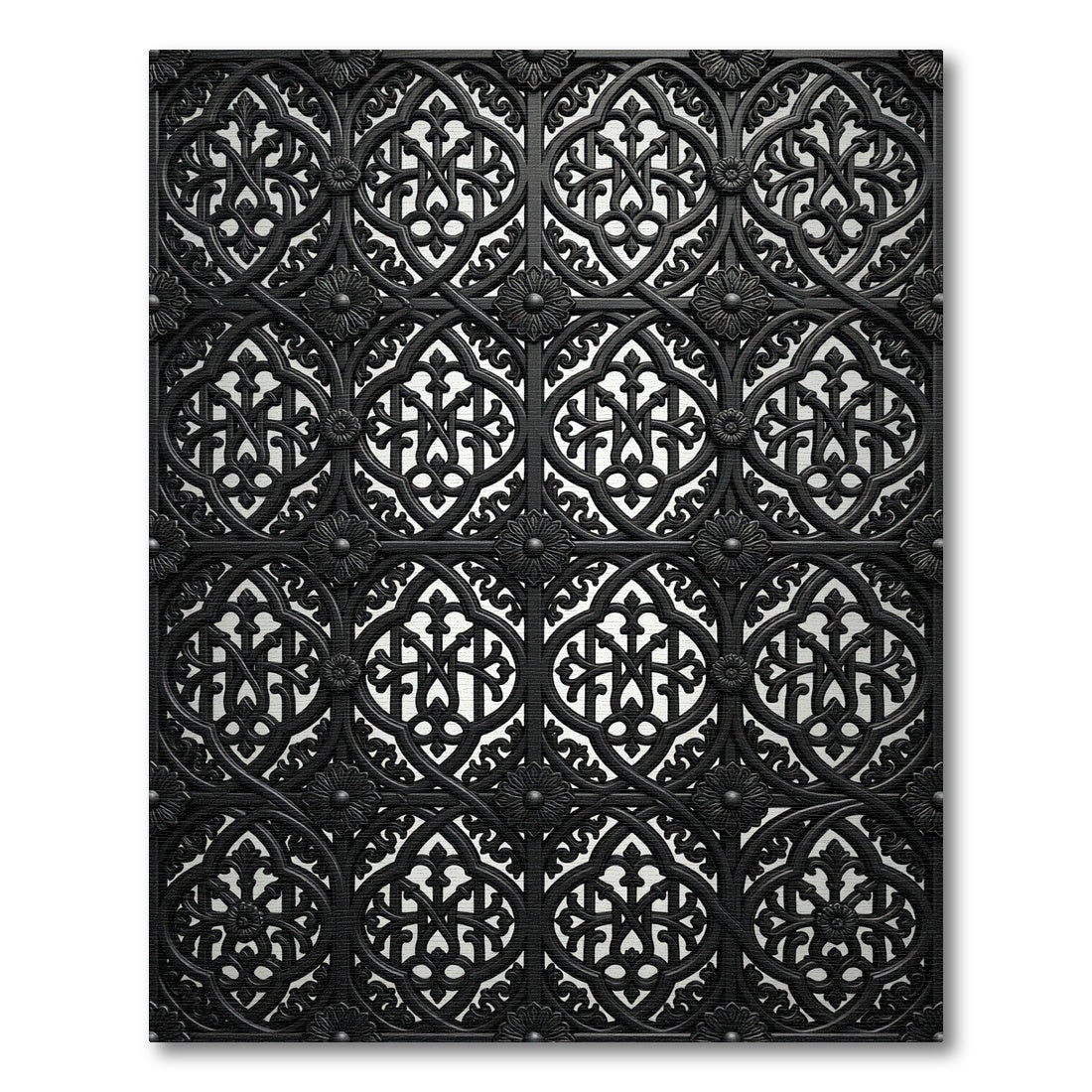 Black Ornate Gothic Scroll Medallion Rug