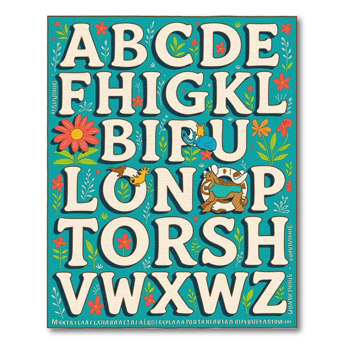 Whimsical Alphabet Garden with Animals Rug