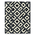Modern Monochrome Interlocking Geometric Square Art Rug
