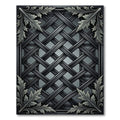 Ornate Black Woven Lattice Foliage Rug
