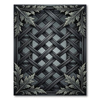 Ornate Black Woven Lattice Foliage Rug