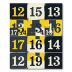Geometric Yellow Black Number Grid Art Rug