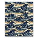 Deep Blue Overlapping Wave Composition Rug