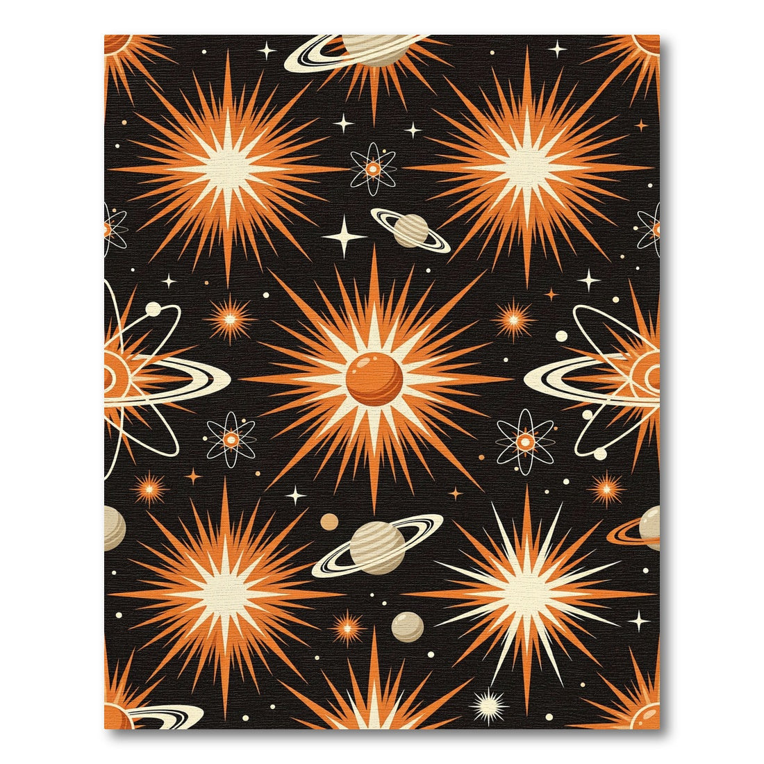 Orange Celestial Retro Starry Cosmos Rug