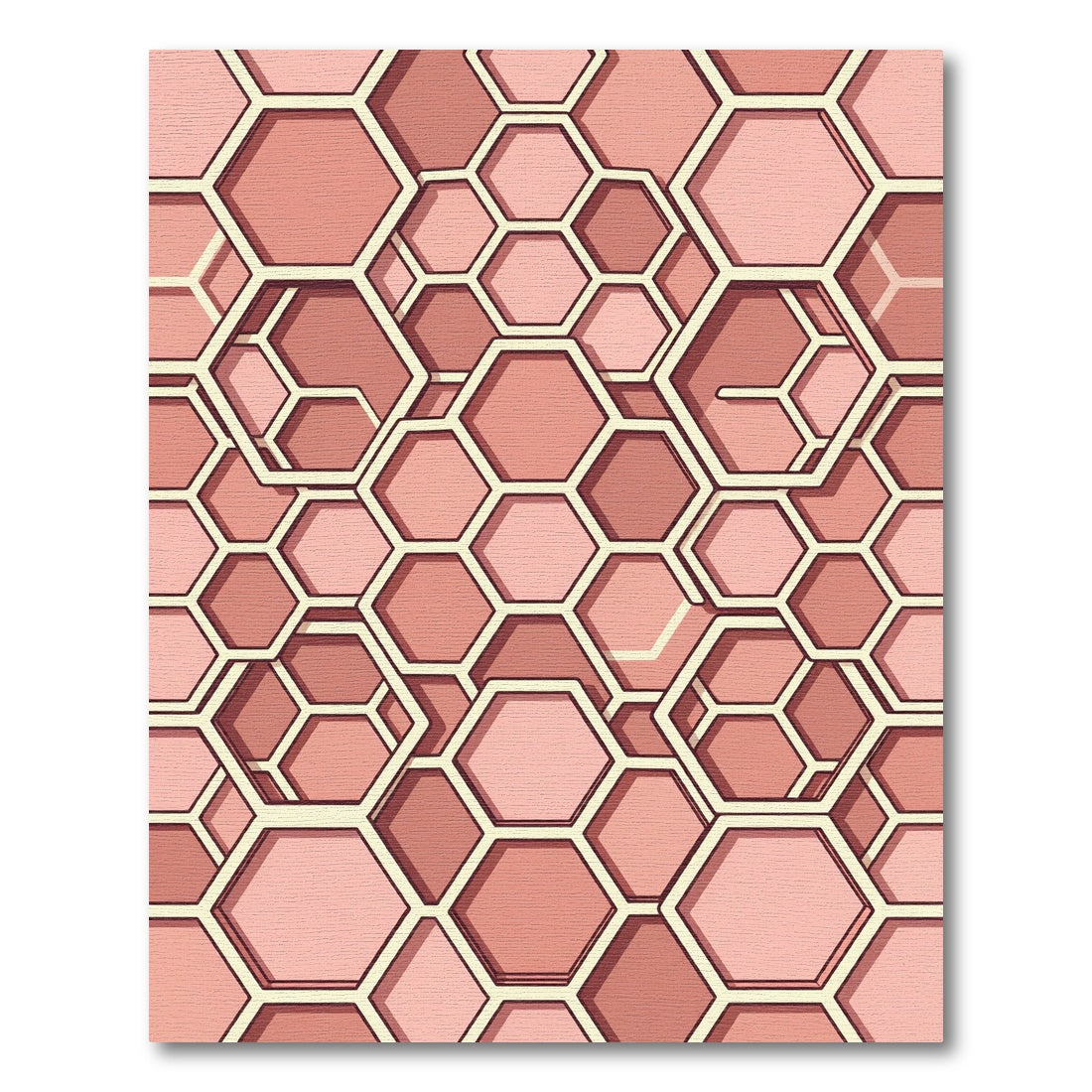 Geometric Hexagon Soft Rose Blush Tile Rug