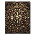 Elegant Bronze Paw Print Medallion Rug