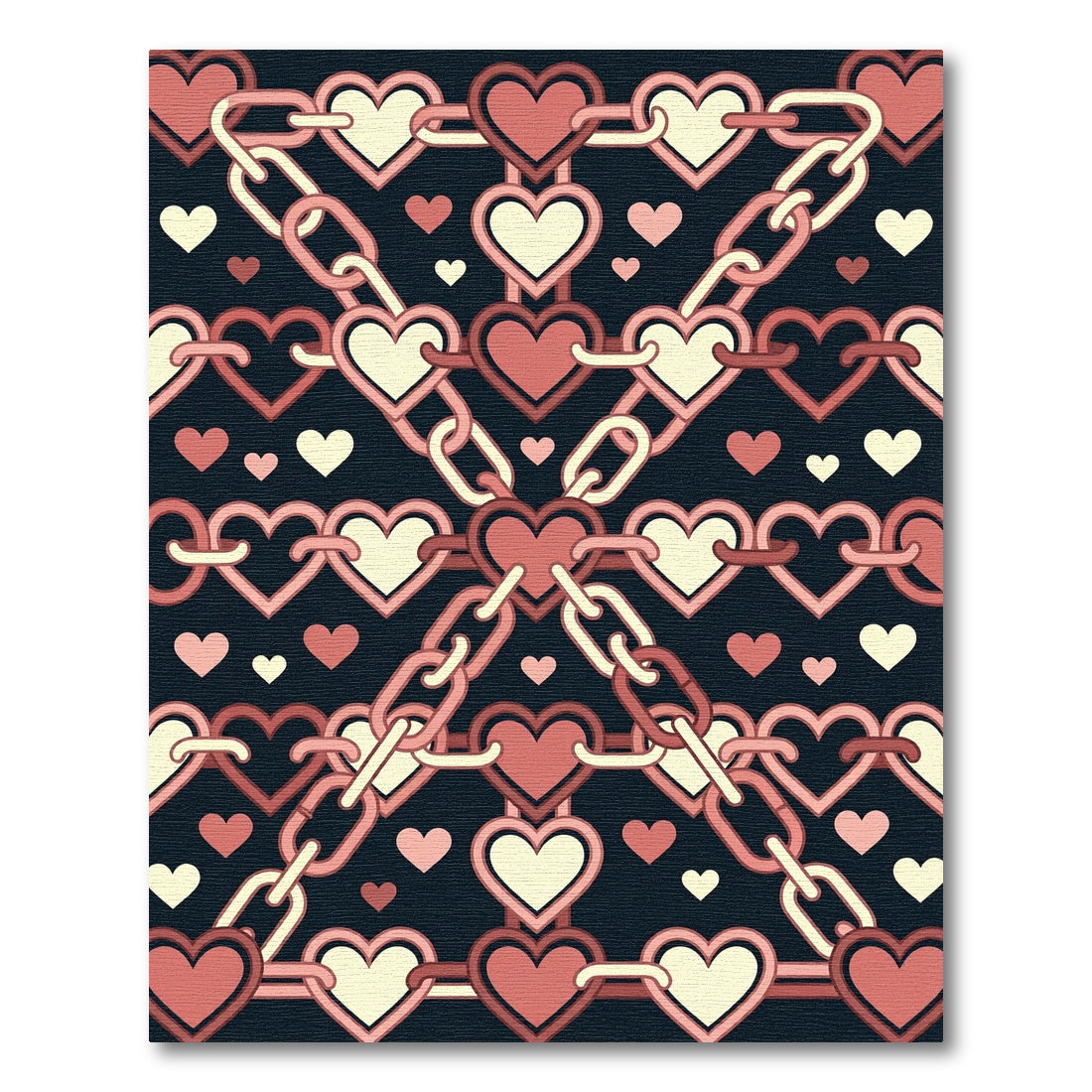 Pink Hearts Chain Pattern Rug