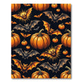 Spooky Halloween Bats and Orange Pumpkins Rug