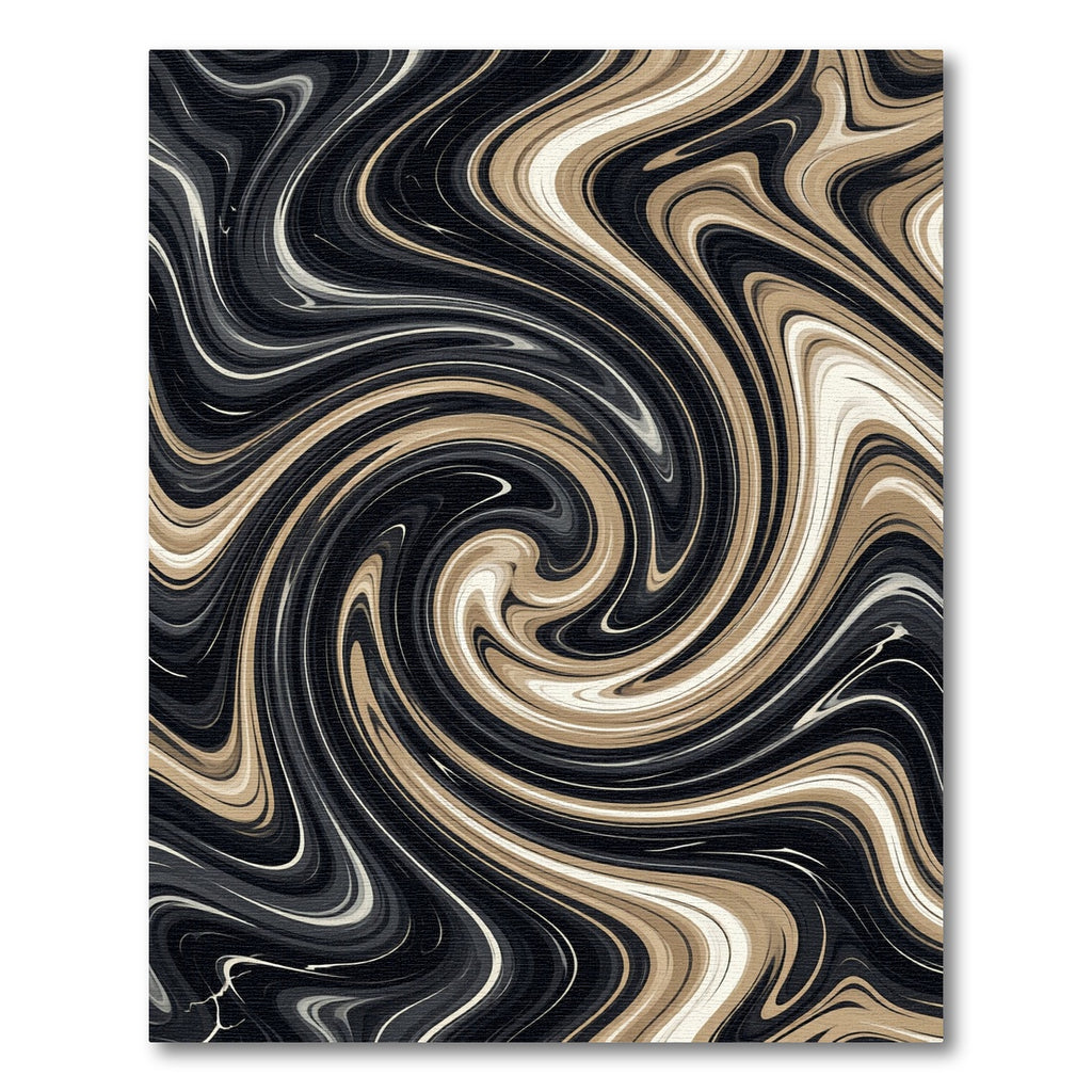 Abstract Black and Cream Swirl Rug
