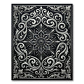 Ornate Black Silver Floral Scroll Rug