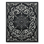 Ornate Black Silver Floral Scroll Rug