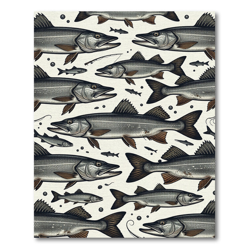 Illustrative Vintage Pike Fish Cream Area Rug