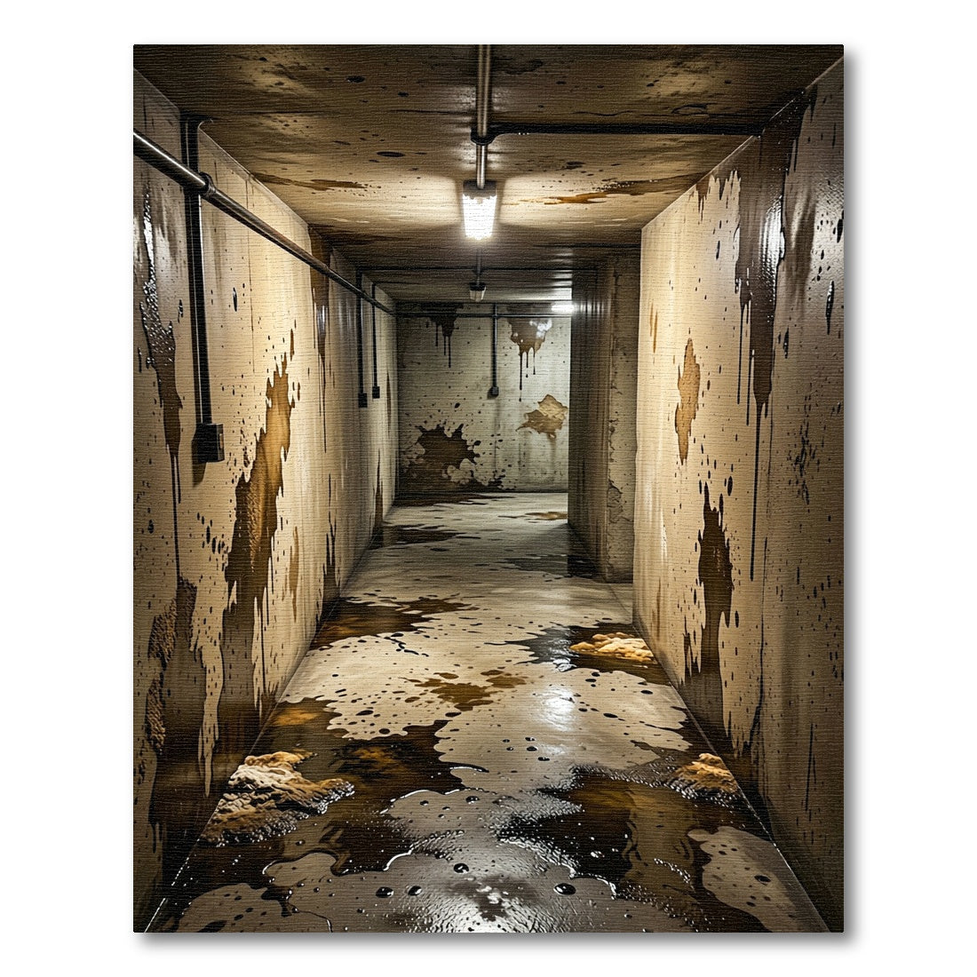 Grungy Brown Splatter Textured Hallway Rug