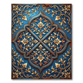 Ornate Gold Floral Royal Blue Medallion Rug