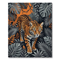 Bold Jungle Leopard Orange Tropical Foliage Rug