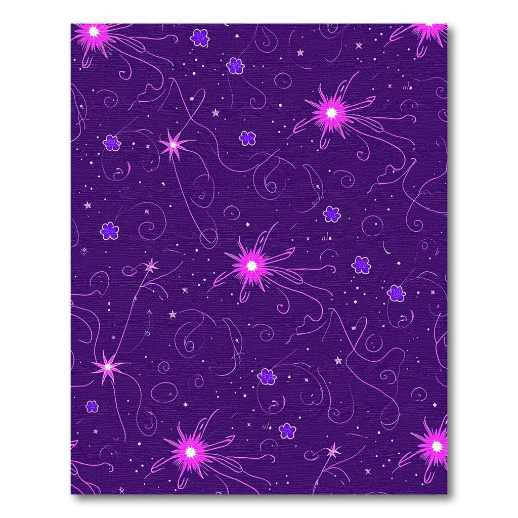 Purple Pink Starburst Floral Swirls Rug