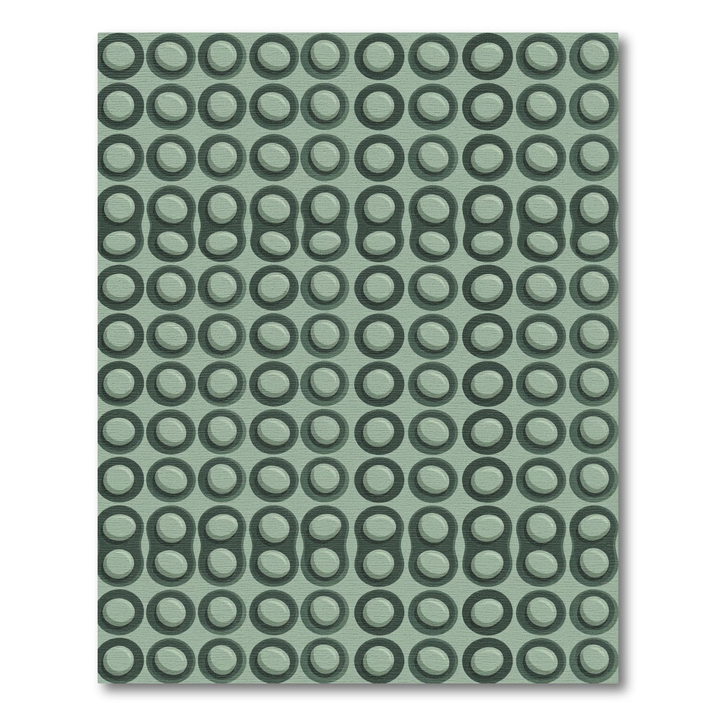 Sage Green Circular Linked Pebble Grid Rug