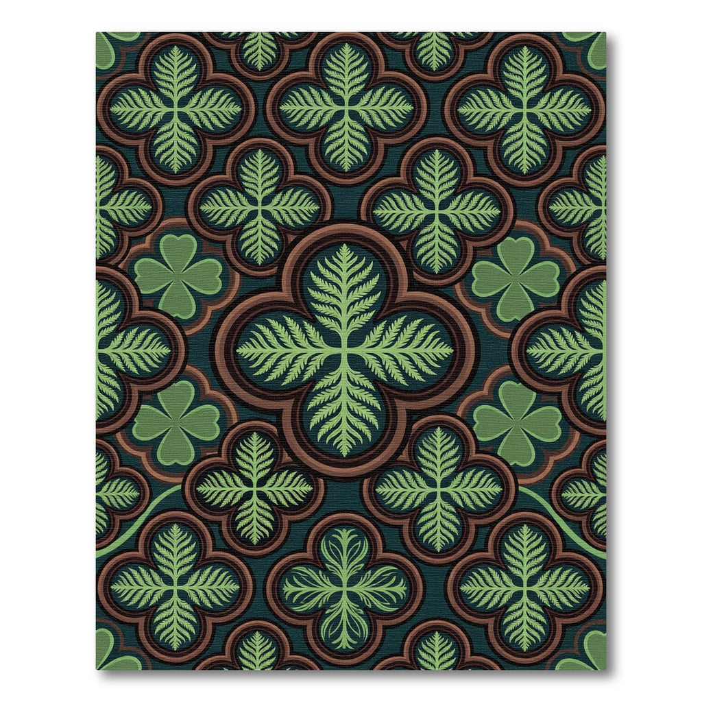 Gothic Fern Leaf Emerald Quatrefoil Rug