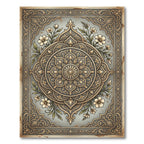 Elegant Champagne Floral Ornate Medallion Rug
