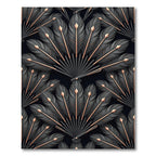 Art Deco Black Feather Fan Accent Rug