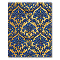 Royal Blue Golden Damask Floral Rug