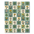 Sage Green Checkerboard Daisy Clover Grid Rug