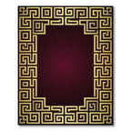 Ornate Gold Geometric Border Rug