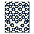 Navy Blue Circular Geometric Graphic Rug