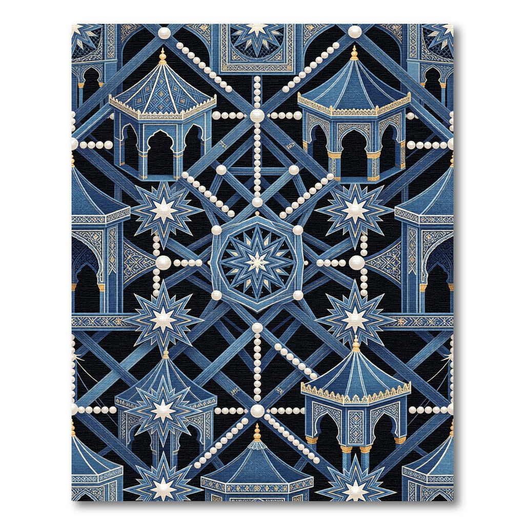 Blue Golden Gazebo Star Medallion Rug