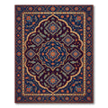 Navy Deep Blue Floral Fish Medallion Rug