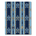 Navy Blue Light Blue Gold Bow Stripes Rug