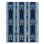 Navy Blue Light Blue Gold Bow Stripes Rug