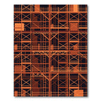 Orange Geometric Scaffolding Structure Rug