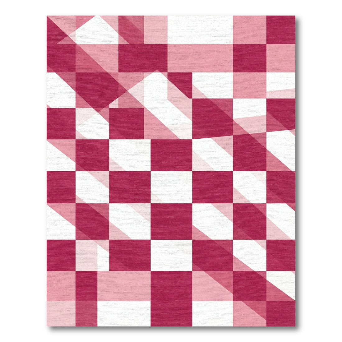Crimson White Interlocking Squares Rug