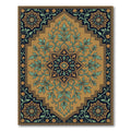 Golden Ochre Floral Medallion Rug
