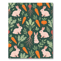 Whimsical Rabbit and Garden Carrot Illustration Rug