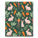 Whimsical Rabbit and Garden Carrot Illustration Rug
