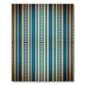 Vintage Blue Gold Linear Stripe Rug