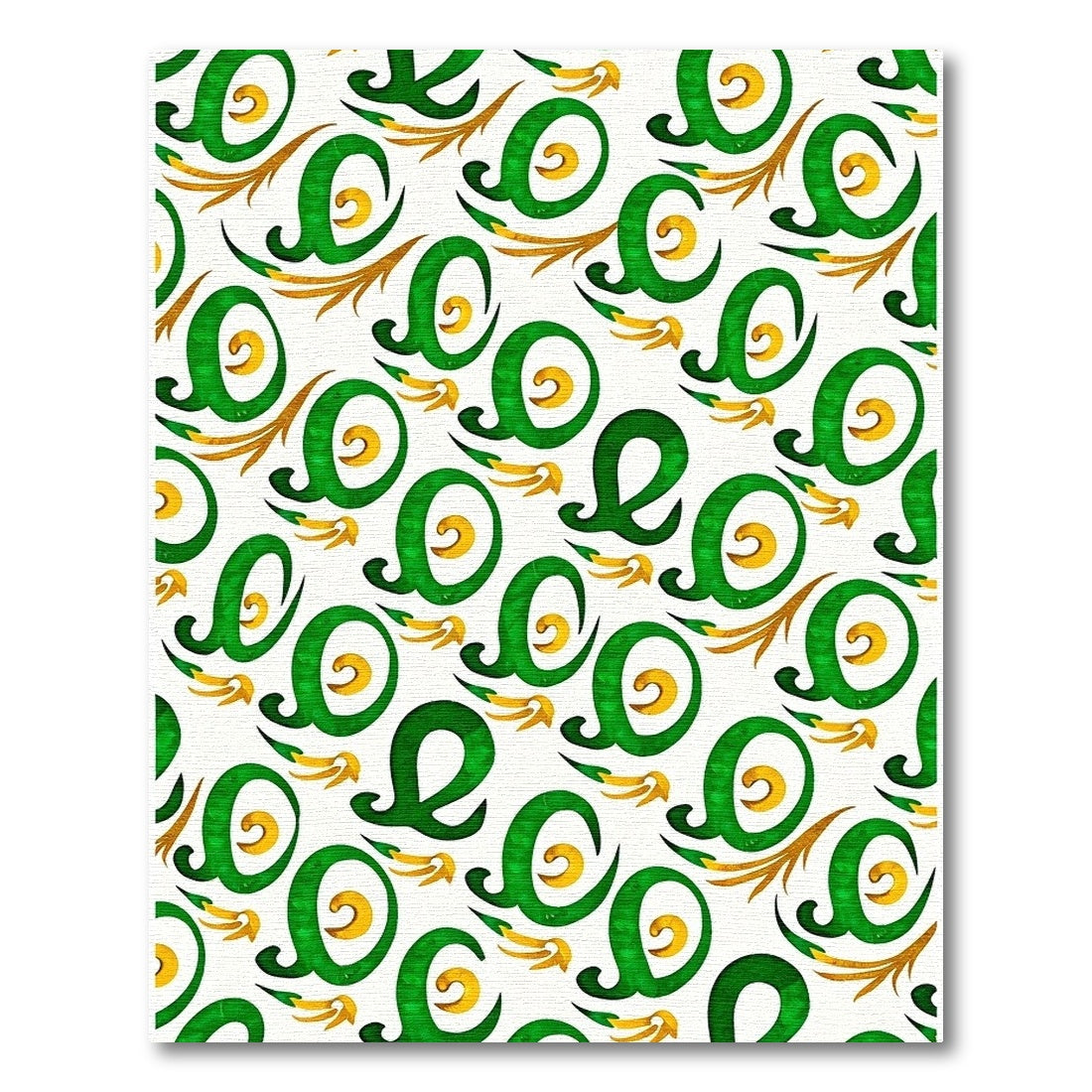 Emerald Gold Flourish Swirl Rug