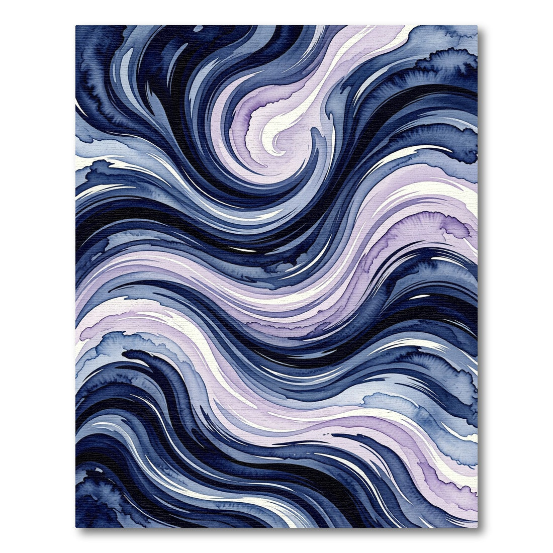 Abstract Indigo Swirl Watercolor Wave Rug