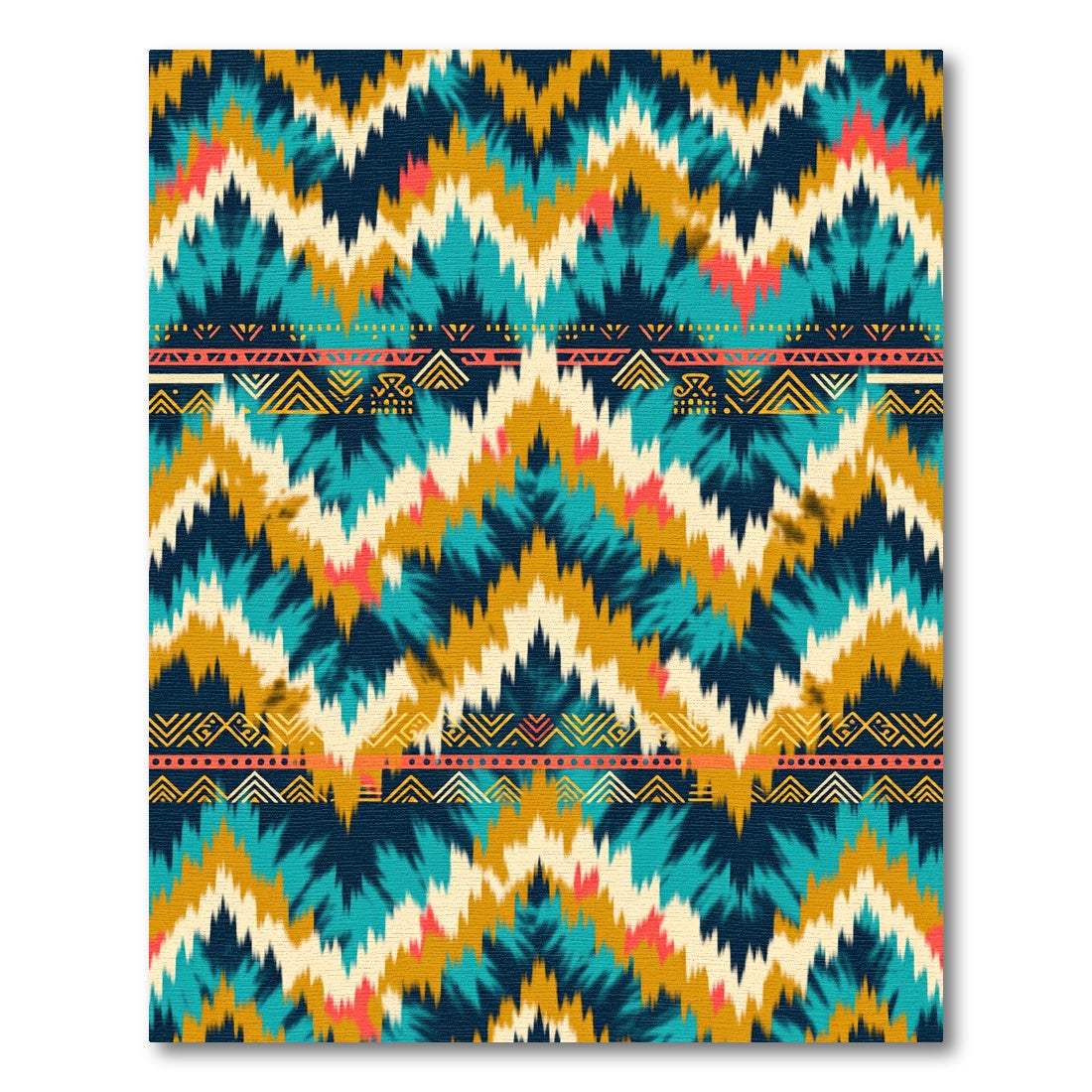 Vibrant Teal And Gold Chevron Rug